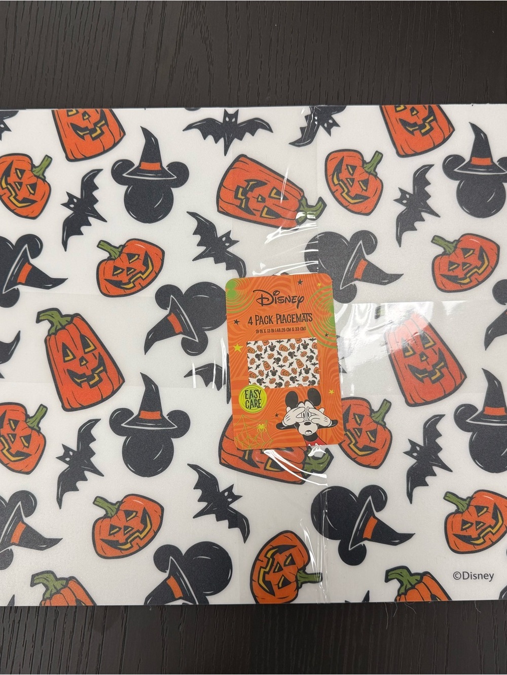 Disney Halloween Placemat Set with Orange Pumpkins and Black Witch Hats (4 Pack)
